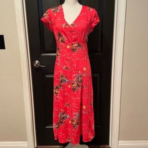 Reformation Red Floral Button-Down Dress
